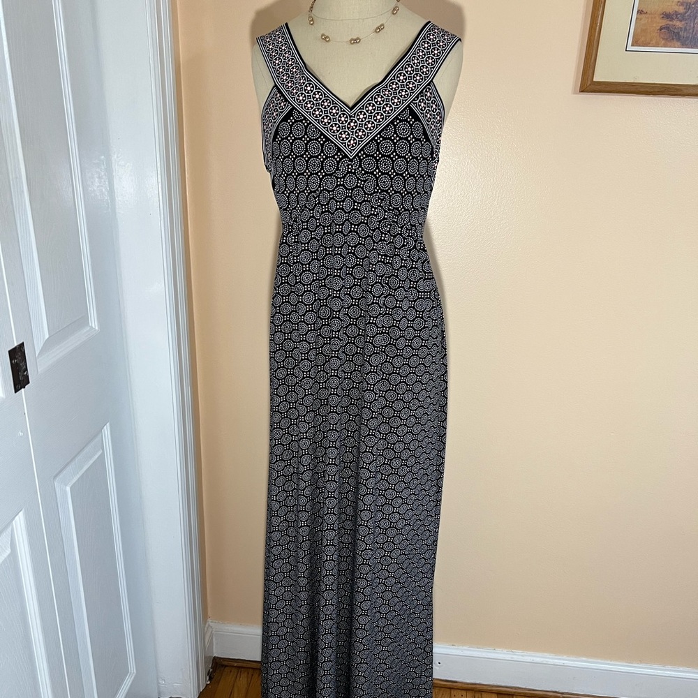 Max Studio Maxi Dress Long Grecian Style Empire Waist Machine Washable Sz M